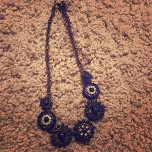 Gold and navy blue jewel necklace
